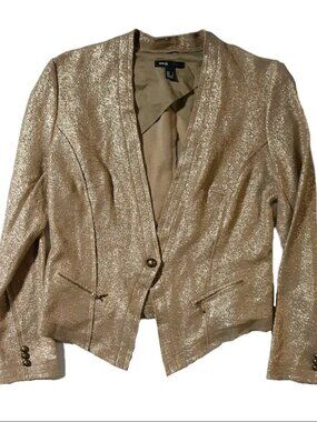 MNG Casual Gold coated Jersey Jacket  button Zip pocket S Mango